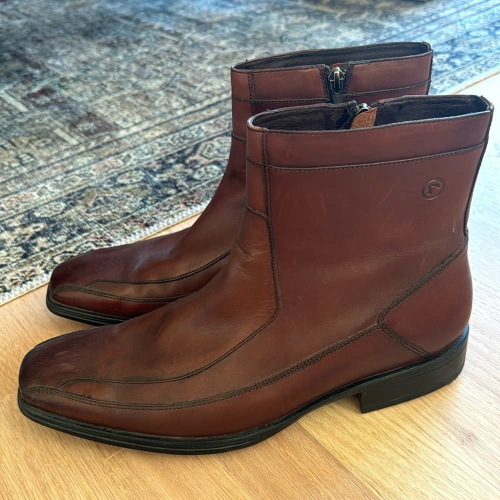 Rockport Men's Brown Leather Zip Ankle Boots